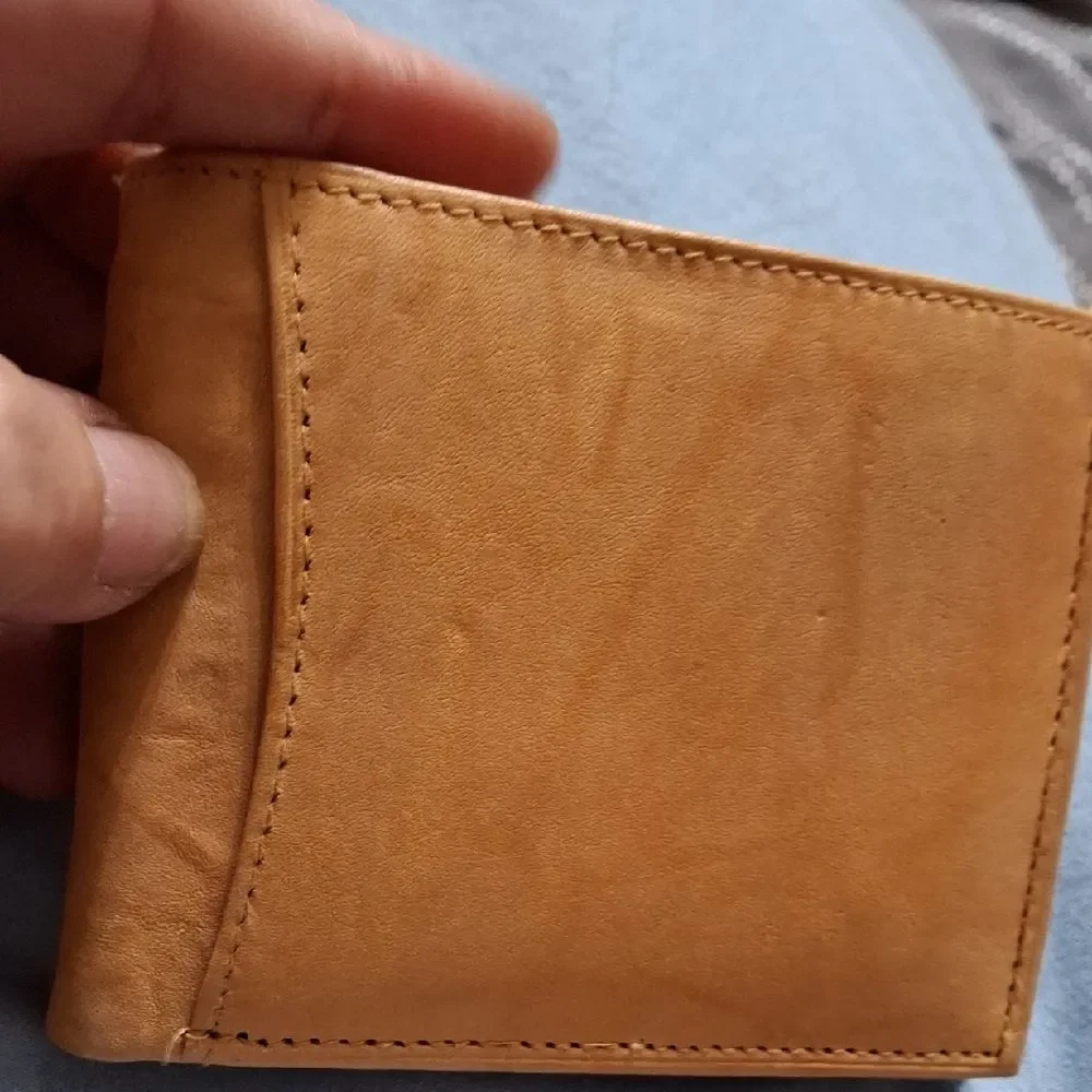 Genuine Cowhide Tan Card Holder Wallet